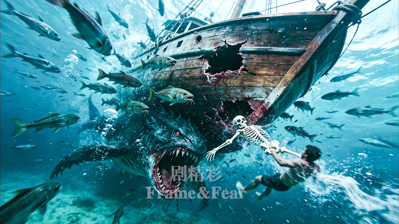 fishing boat is attacked by piranhas, reducing the fisherman to
