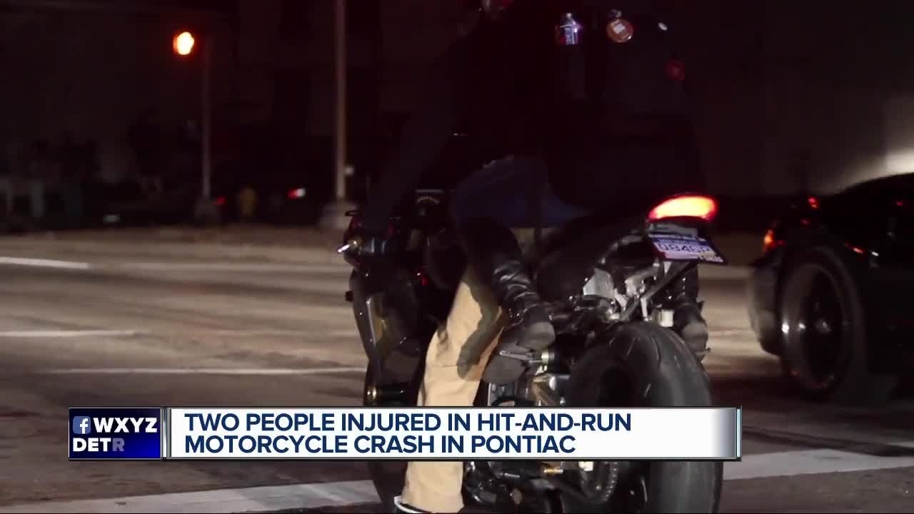 Two people injured in hit and run motorcycle crash in Pontiac - YouTube