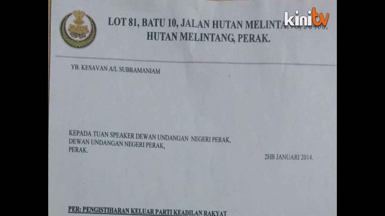 Surat dakwa ADUN Hutan Melintang keluar PKR 