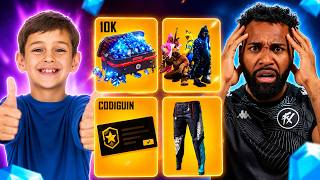 HE COULDN'T BELIEVE IT! I MADE A KID'S DREAM COME TRUE IN FREE FIRE AND BOUGHT EVERYTHING!