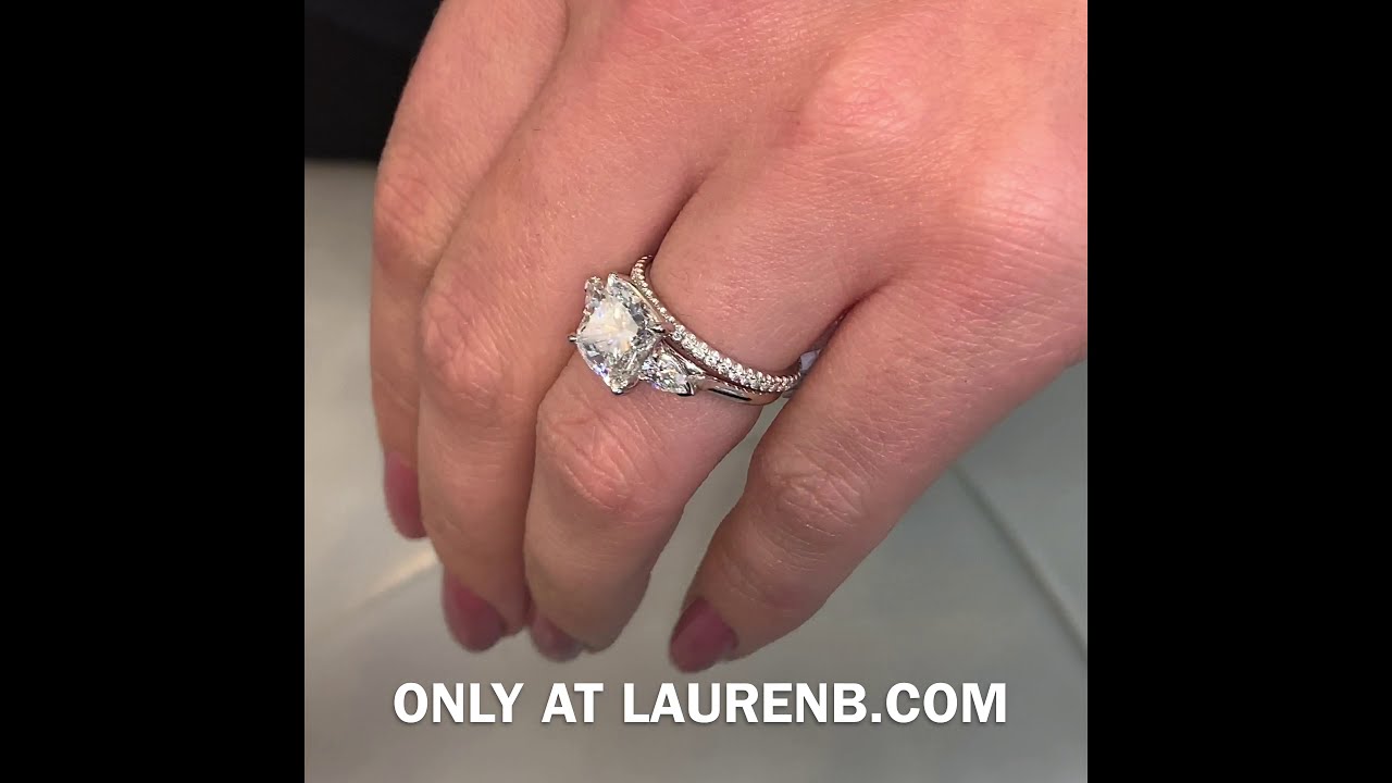 2.4 ct Cushion Diamond Three-Stone Ring with Wedding Band