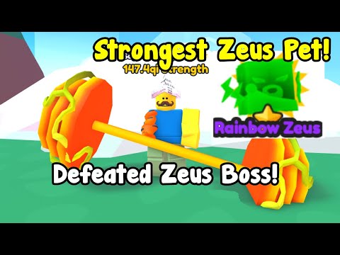I Defeated Zeus Boss And Got The Strongest Zeus Pet! - Arm Wrestle Simulator Roblox