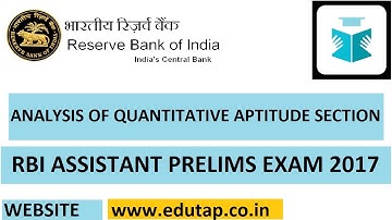 Analysis of RBI Assistant Quantitative Section of Prelims 2017