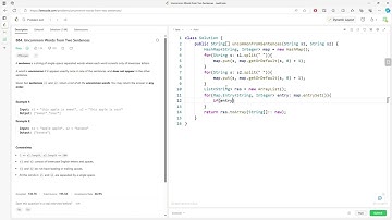 LeetCode 884 | Uncommon Words from Two Sentences | Java