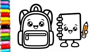 School Supplies Drawing, Painting, Coloring for Kids & Toddlers | Learn Colors 