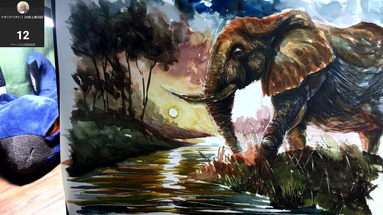 水彩画練習】23時まで。とうとう攻撃してしまいました。ラヴアンド