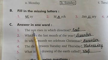 Evs class 2nd (direction and time) exercise and question answers with Hindi explanation