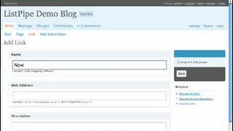 Manage your blogroll in Wordpress 2.6.1