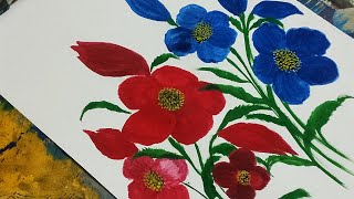 beautiful flowers painting for beginners with acrylic colour ❤️🥰#viral #painting #flowers #trending