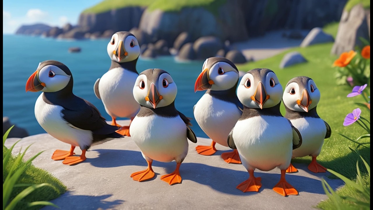 Five Little Puffins Waddle Waddle Waddle | Fun Arctic Animal Song for ...