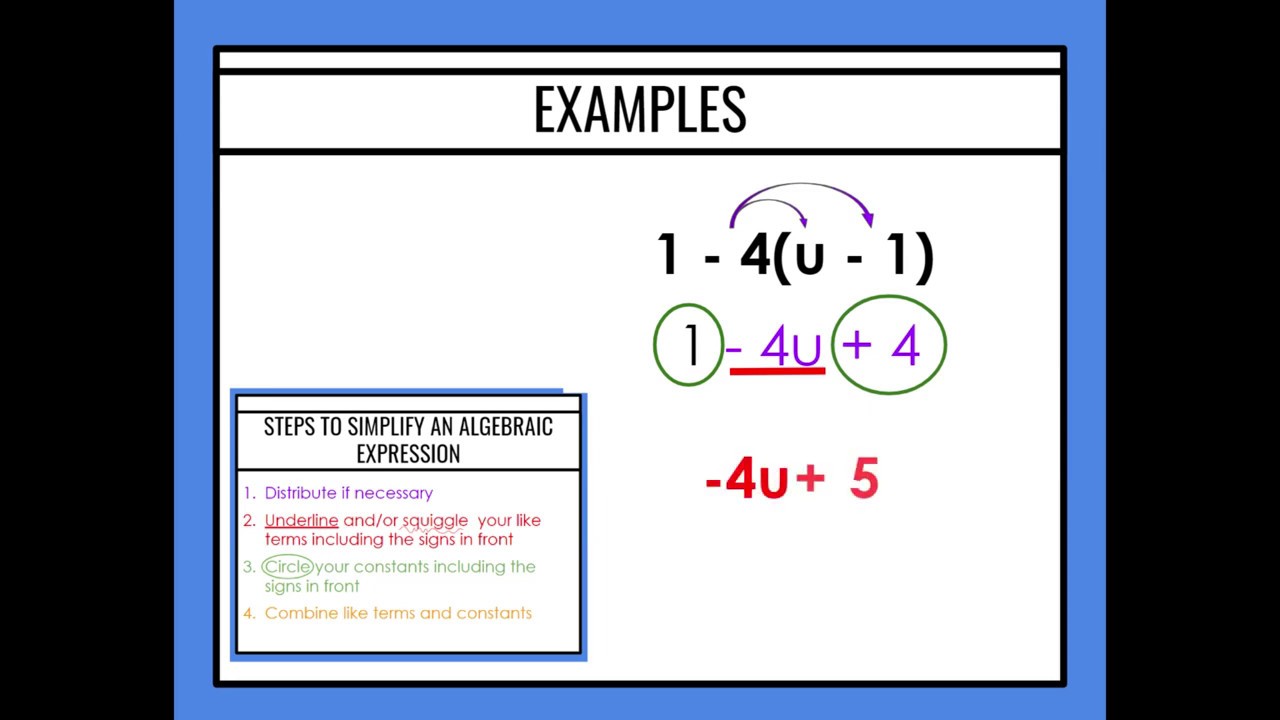 Simplifying Algebraic Expressions - YouTube