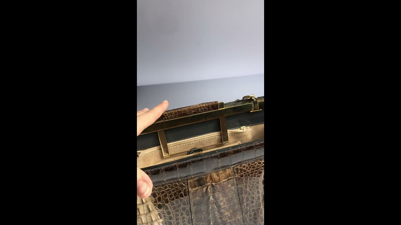 Vintage Esteve Alligator shoulder bag // clutch closure