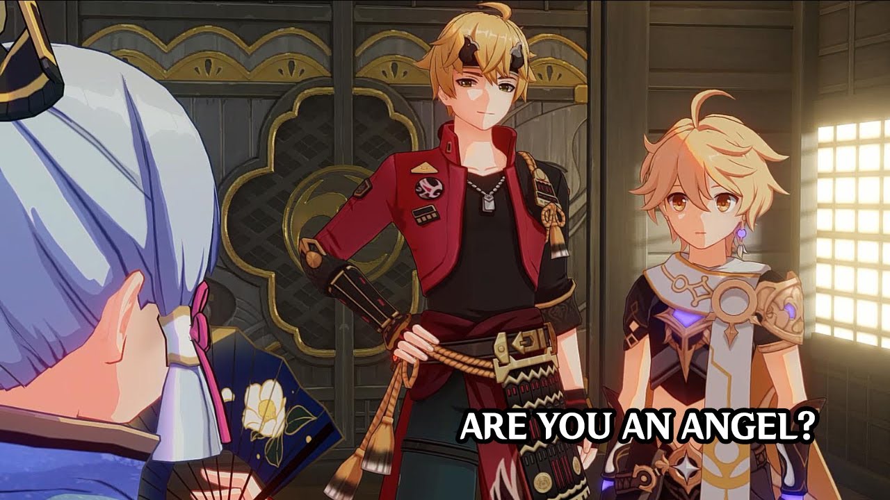 Traveller first time meet up with Ayaka [CUTSCENE] | Genshin Impact |