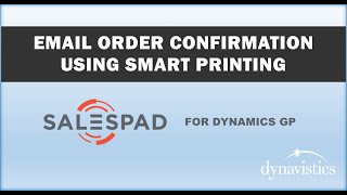 Order Confirmation Email Setup in SalesPad for GP