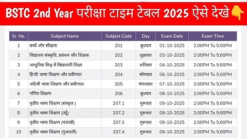 BSTC 2nd Year Exam Time Table Kaise Download Kare 2025 || DELED 2nd Year Time Table 2025 
