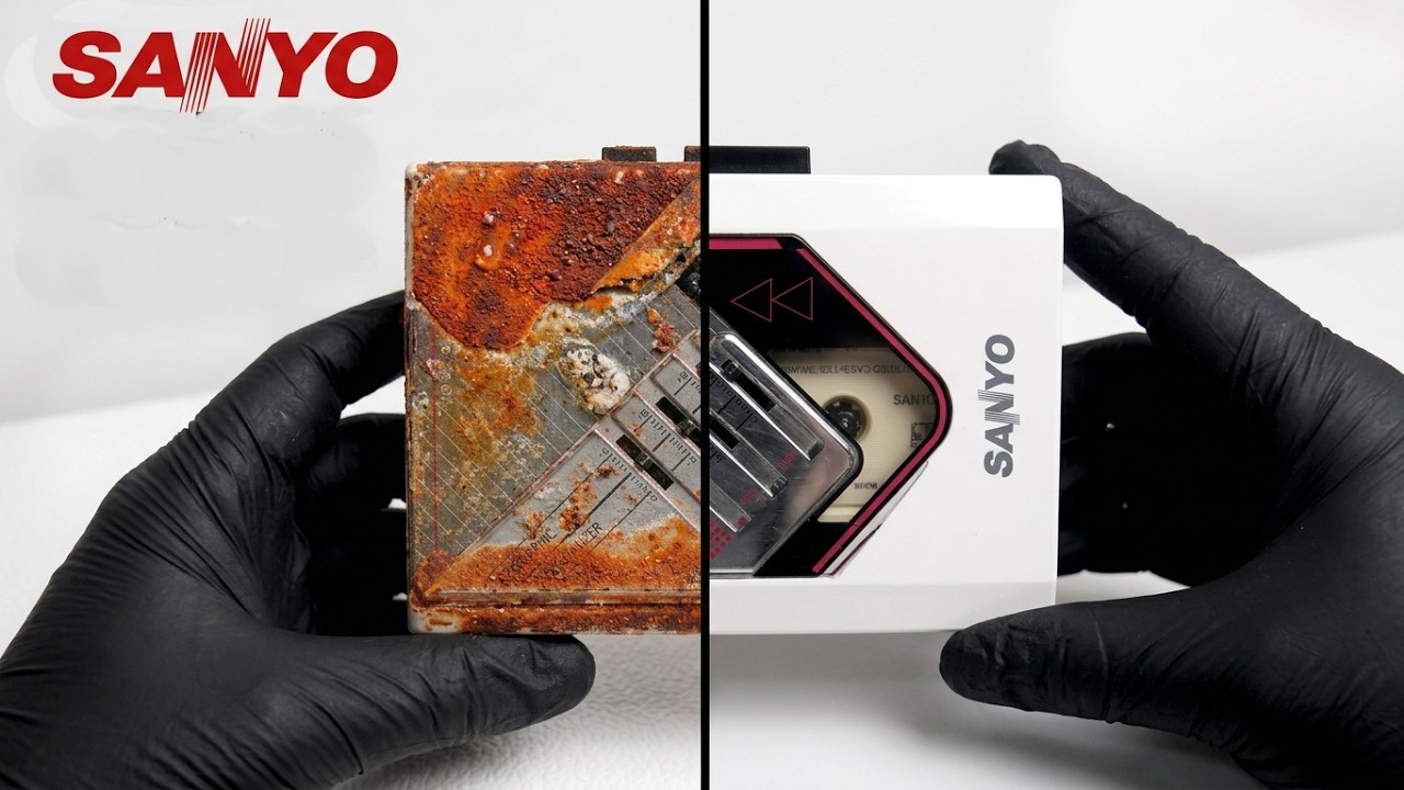 Can I Save This 40-Year-Old Rusted SANYO ​Cassette Player? | ASMR