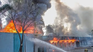 3-Alarm Fully Involved Commercial Building Fire in Downey