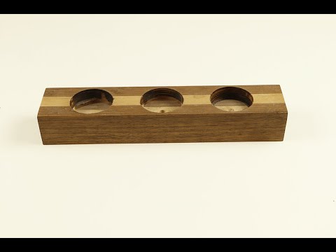 ხის სასანთლე 3 გაერთიანებული სანთლის ჩასადებით - TR106