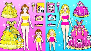 [paper Diy] Pink Vs Yellow Mother and Daughter Babybus Dress Up | Rapunzel Compilation 놀이 종이