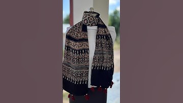 ✨️Original Ajrakh Hand Block Print Modal Satin Stole✨️