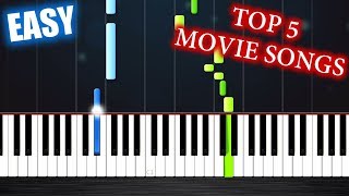 TOP 5 MOVIE SONGS ON PIANO - EASY PIANO TUTORIALS BY PLUTAX