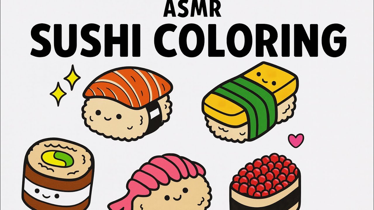 Sushi Coloring | Kawaii Coloring for Stress Relief 