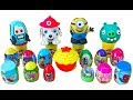 Surprise eggs and toys, plus play-doh Minions, Cars, Paw Patrol and Angry Birds