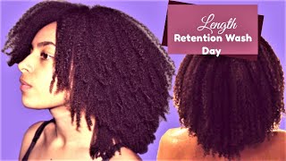 GREAT LENGTH RETENTION Wash Day Routine [+Wash &amp; Go Styling Type 4 Natural Hair]