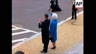 President Ronald Reagan and his wife Nancy depart from the Capitol after the inauguration of George