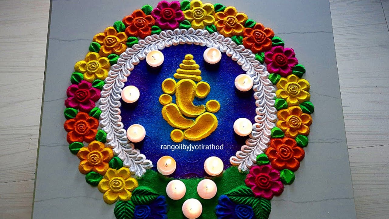 1587 Ganesh chaturthi rangoli designs | Janamashtmi Rangoli design ...