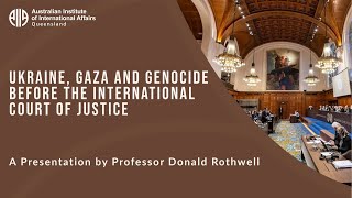 Ukraine, Gaza and Genocide before the International Court of Justice | Professor Donald Rothwell
In 2024, the International Court of Justice in The Hague has been actively dealing with three cases concerning genocide.
These three cases, which sit alongside the ICJs ongoing consideration of The Gambia v Myanmar genocide case commenced in 2019, are unprecedented, placing the Court at the centre of intense legal, diplomatic and political controversies.
This presentation will sketch out the three cases, consider recent developments, and Australias role and interest in these cases. Particular attention will be given to the increase in ICJ litigation based on the Genocide Convention, and the interest of States parties to the Convention to commence ICJ proceedings even though their citizens are not directly impacted by alleged acts of genocide. Ukraine, Gaza and Genocide before the International Court of Justice | Professor Donald Rothwell