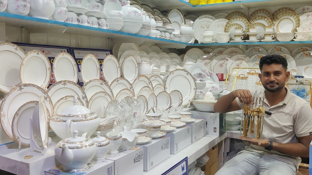 ৫৬ পিসের English Bone China Ceramic এর গোল্ড কোটের লাক্সারি ডিনার সেট কিনুন বাজার গ্যারান্টি দামে