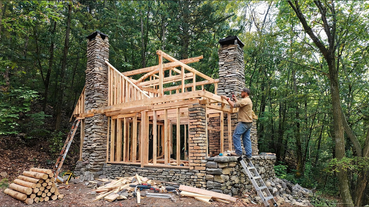 I Spent a Year Building a Log Cabin in the Remote Forest | Start To ...