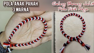 Membuat Gelang dari Benang Jahit Pola Anak Panah 3 Warna || Thread Bracelet Tutorial