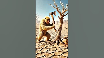 The monkey and his child work hard to make an aeroplane and share the sky 😭 #ai #monkey #tree