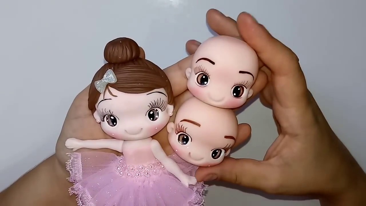 Cabeça Fofa de Biscuit com Olhos Pintados - Molde Néia Silveira Cabeça Kaká Artes