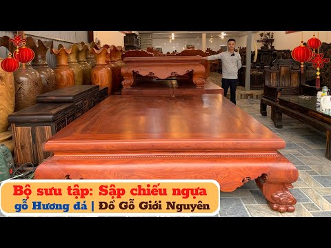 Video Tấm chiếu ngựa và Sập gỗ chân quỳ gỗ Hương đá | Ưu đãi... - youtube