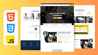 Responsive Driving School Website Design Using HTML , CSS & JavaScript With Free Source Code