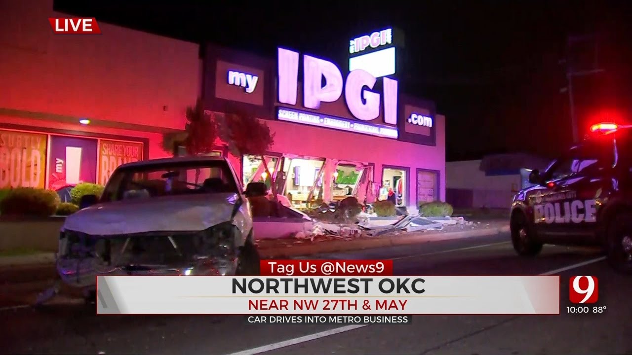 Car Crashes Into Business In NW Oklahoma City - YouTube