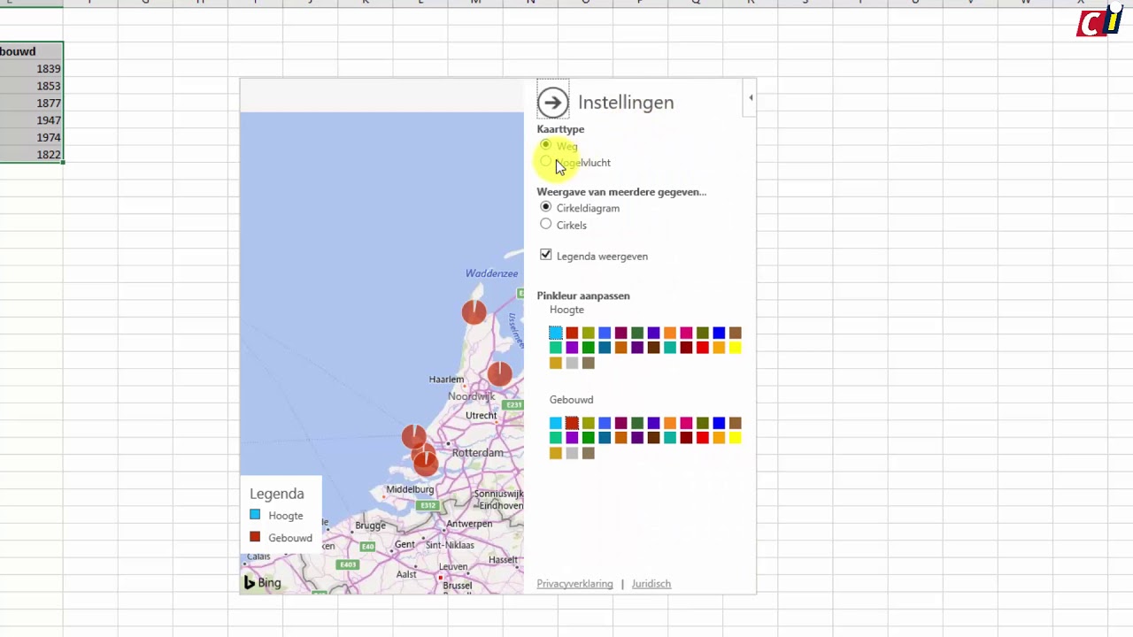 Bing Kaarten in Excel 2016 - YouTube