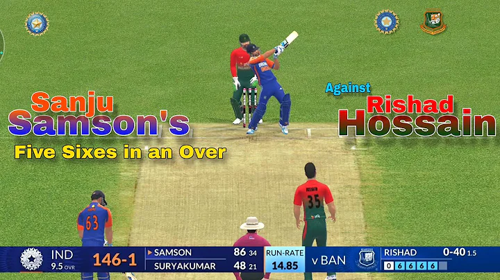 Sanju Samson 5 Sixes in an Over off Rishad Hossain_IND vs BAN_3rd T20I_2024