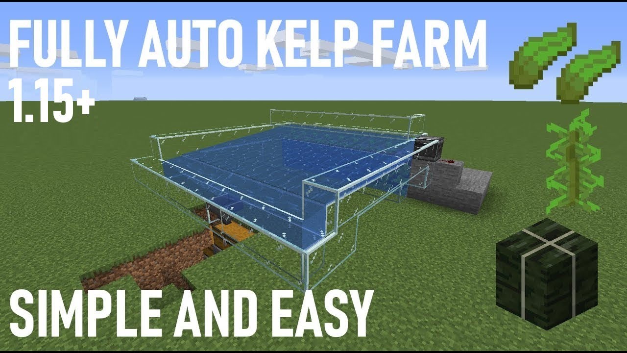 Minecraft 1.15 Simple and Easy Kelp Farm & Dried Kelp (Fully Auto