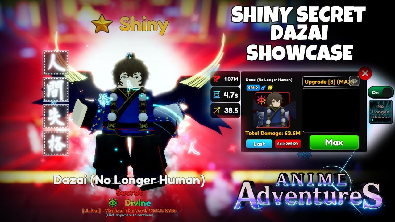 getting shiny dazai in anime adventures #fyp #roblox