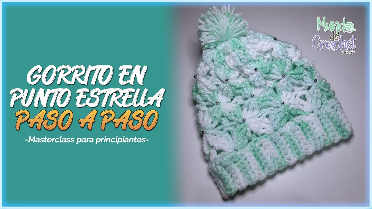 👋 Gorro a CROCHET en PUNTO ESTRELLA! ⭐ Tutorial para principiantes ...
