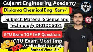 💯Material Science &amp; Technology TOP IMP Questions🔥| Diploma Chemical Eng Sem-1📘GTU Exam 2026🎯#gtuimp