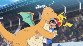 Ash Congratulates Dragonite Receiving A Hug In Return - Pokemon
