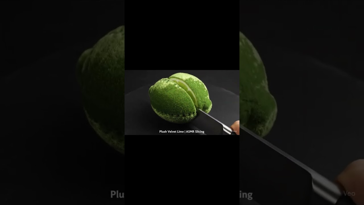 Untitled (5)🍈 Satisfying ASMR – Velvet Lime on Slate | Hyper-Realistic Plush Fruit | Ultra Macro Ci