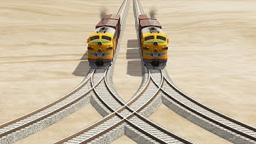 Trains Vs Weird Overlapping Rail Tracks - BeamNG.Drive