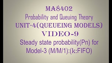 PQT| CSE| UNIT-4| VIDEO-9| STEADY STATE PROBABILITY FOR MODEL-3| (M/M/1):(k:FIFO)