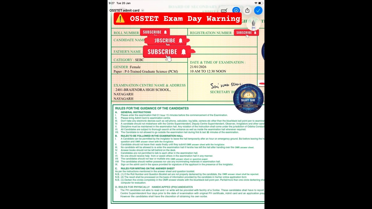 ⚠️ OSSTET Exam Day Warning: Don't Make These 5 Mistakes! (Important Guidelines) #osstet #shorts